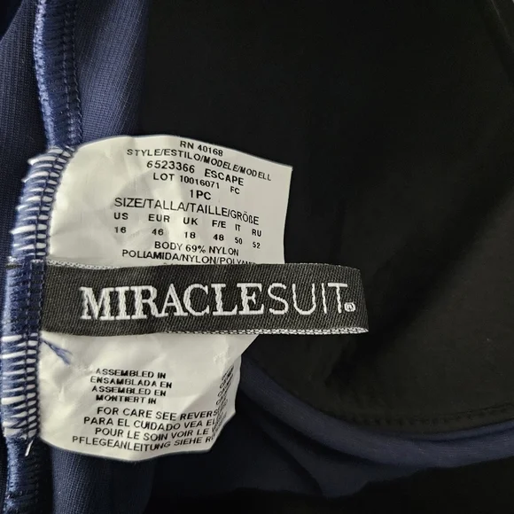 Miraclesuit Blue and White One Piece Swimwear with Nautical Stripes - Picture 9 of 10